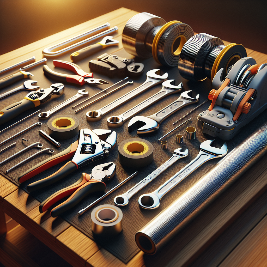 Realistic stock image of modern plumbing tools.