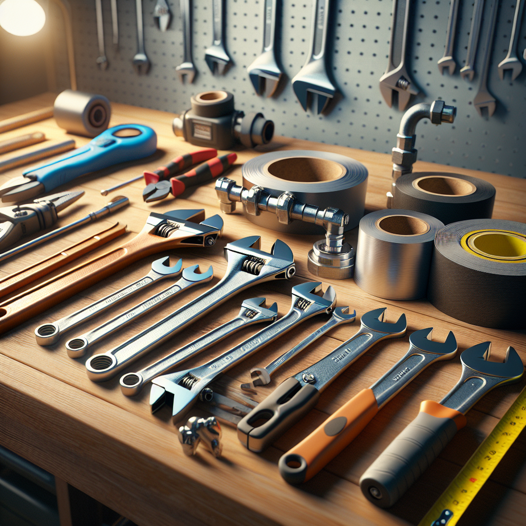 Realistic stock image of modern plumbing tools